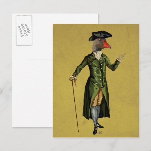 Goose in Green Regency Coat 3 Briefkaart (Voorkant / Achterkant)