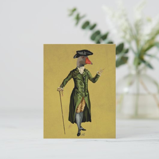 Goose in Green Regency Coat 3 Briefkaart (Staand voorkant)