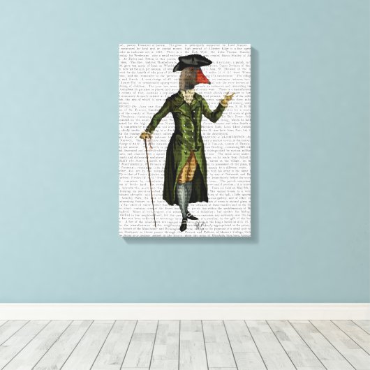 Goose in Green Regency Coat Canvas Afdruk (Insitu (Houten vloer))
