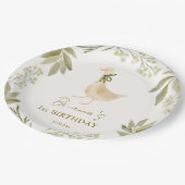 Goose kwekerij rijmt verjaardagsfeestje monogramme papieren bordje (Gekanteld)