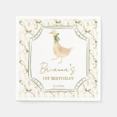 Goose kwekerij rijmt verjaardagsfeestje monogramme servet (Voorkant)