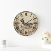Goose Lake Wall Clock – Wood-Burned Nature Decor  Grote Klok (Huis)