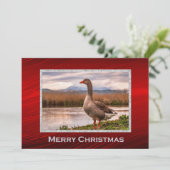  Goose Landschap Foto Kerst Flat Feestdagenkaart (Staand voorkant)