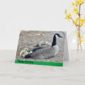 Goose met baby ganese verjaardag kaart (Gele Bloem)
