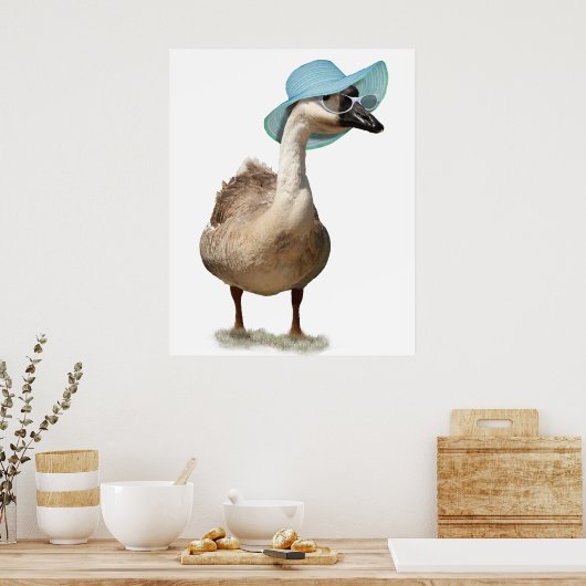 Goose met een diskette Blue Summer Pet Poster (Keuken)