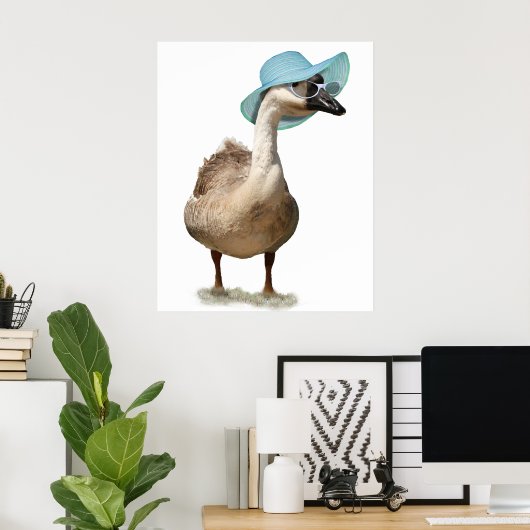 Goose met een diskette Blue Summer Pet Poster (Thuiskantoor)