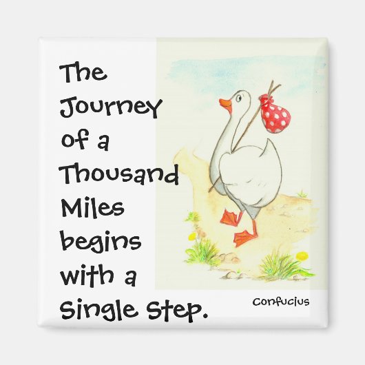 'Goose' motivatie Magnet met Confucius Quote (Voorkant)