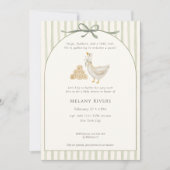 Goose Neutral Sage Green Bow Baby Shower Kaart (Voorkant)