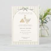 Goose Neutral Sage Green Bow Baby Shower Kaart (Staand voorkant)
