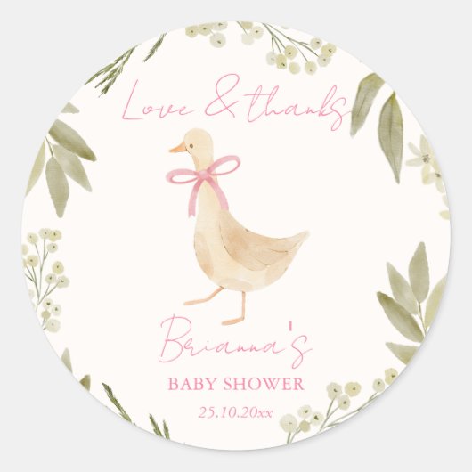Goose nursery rhymes baby shower favor ronde sticker (Voorkant)