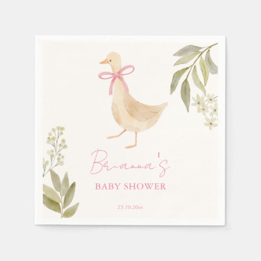 Goose nursery rhymes baby shower monogrammed servet (Voorkant)