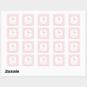 Goose nursery rhymes baby shower pink personalized vierkante sticker (Vel)