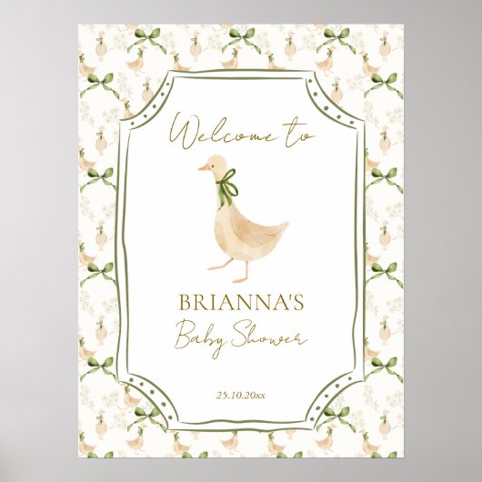 Goose nursery rhymes baby shower welcome sign poster (Voorkant)