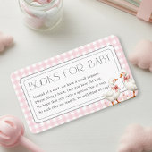 Goose Pink Gingham Girl Books for Baby Shower Informatiekaartje
