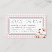Goose Pink Gingham Girl Books for Baby Shower Informatiekaartje (Voorkant)