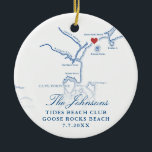 Goose Rocks Beach ME Kaart Trouwfoto Kerstmis Keramisch Ornament<br><div class="desc">Herdenk uw speciale dag met onze gepersonaliseerde Navy Blue Goose Rocks Beach Map Wedding Keepsake Christmas Ornament. Met een elegante kaart van Goose Rocks Beach en Cape Porpoise, Maine, is dit ornament het perfecte kustmemento. Personaliseer het met je trouwfoto op de achterkant om een gekoesterde vakantie-aandenken te creëer. Ideaal voor...</div>