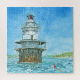 Goose Rocks Lighthosue Waterverf Legpuzzel
