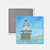Goose Rocks Lighthosue Waterverf Magneet (Voorkant / Achterkant)