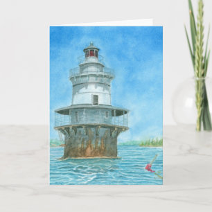 Goose Rocks Vuurtoren Aquarel Bedankkaart