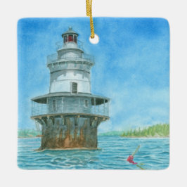 Goose Rocks Vuurtoren Aquarel Keramisch Ornament