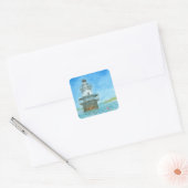 Goose Rocks Vuurtoren Aquarel Vierkante Sticker (Envelop)