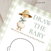 Goose Sage Gingham Draw Baby Shower Game Card Kaart