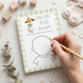 Goose Sage Gingham Draw Baby Shower Game Card Kaart