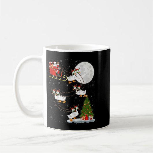 Goose Santa Sleigh Flying Funny Magical Christmas  Koffiemok (Links)