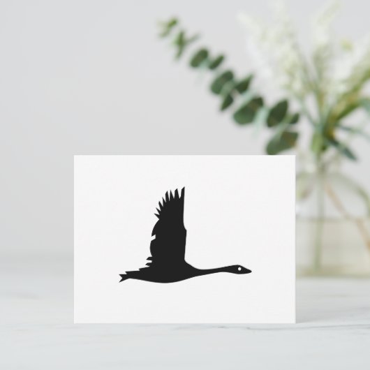 Goose Silhouette in Black op White Briefkaart (Staand voorkant)