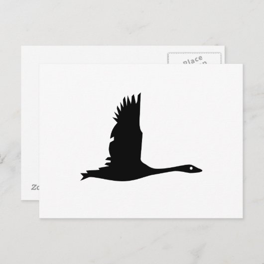 Goose Silhouette in Black op White Briefkaart (Voorkant / Achterkant)