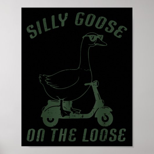 Goose Silly On The Loose Scooter Funny Animal Men Poster (Voorkant)