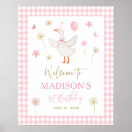 Goose Spring Pink Daisy eerste verjaardag Welkom Poster