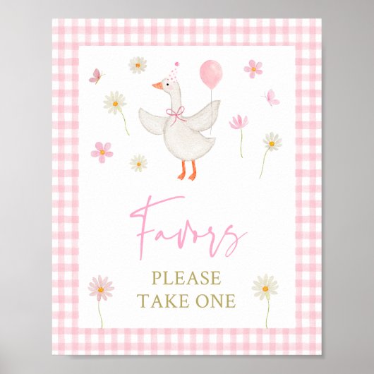 Goose Spring Roze Daisy Verjaardagsgunstteken Poster (Voorkant)