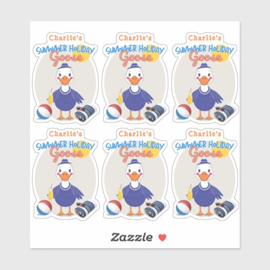 Goose Summer Holiday Fun Schattige gepersonaliseer Sticker (Vel)