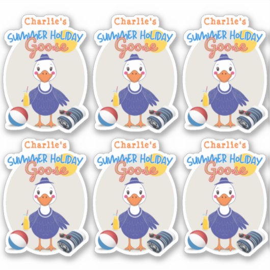 Goose Summer Holiday Fun Schattige gepersonaliseer Sticker (Voorkant)