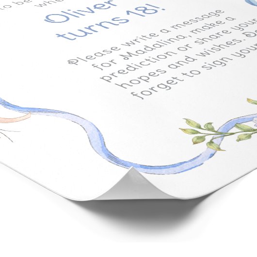 Goose Time Capsule 1st Birthday Blue bow Poster (Hoek)