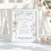Goose Time Capsule 1st Birthday Blue bow Poster