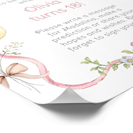 Goose Time Capsule 1st Birthday roze strik Poster (Hoek)