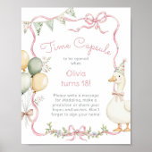 Goose Time Capsule 1st Birthday roze strik Poster (Voorkant)