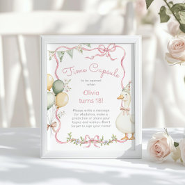 Goose Time Capsule 1st Birthday roze strik Poster