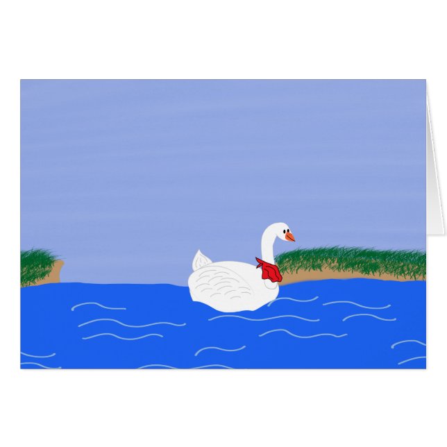 Goose White in Lake Cartoon Art (Voorkant Horizontaal)