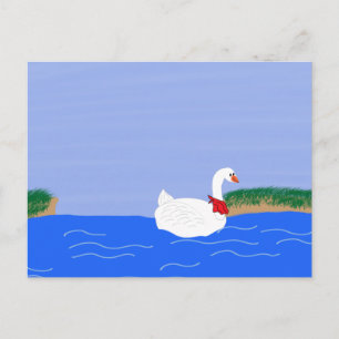 Goose White in Lake Cartoon Art Briefkaart