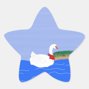 Goose White in Lake Cartoon Art Ster Sticker