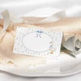 Goose Wildflower Blue Bow Baby shower Plaatskaartje