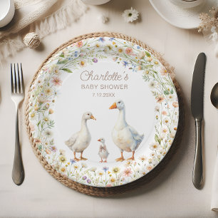 Goose Wildflower Boho Baby shower Papieren Bordje