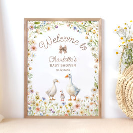 Goose Wildflower Boho Baby shower Welkom Poster