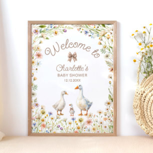 Goose Wildflower Boho Baby shower Welkom Poster