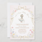 Goose Wildflower Pink Ivory Baby Shower Kaart (Voorkant)