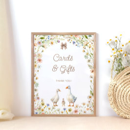 Goose Wildflower Schattige Baby shower Kaarten en  Poster