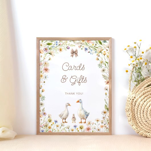 Goose Wildflower Schattige Baby shower Kaarten en  Poster